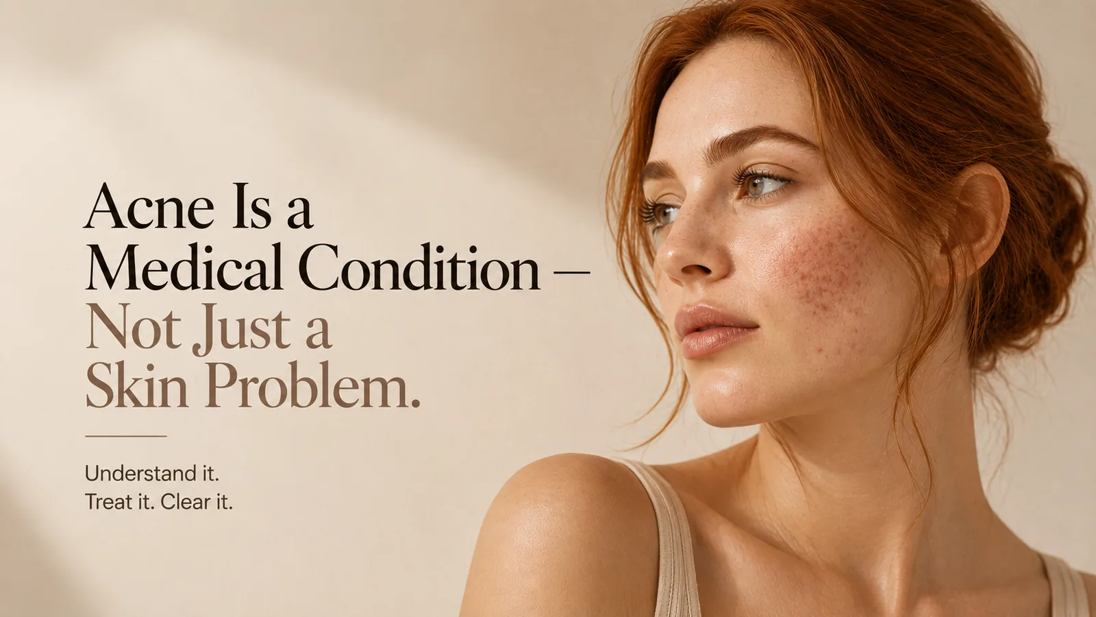 Article cover for acne and acne scars, showing active breakouts on a cheek
