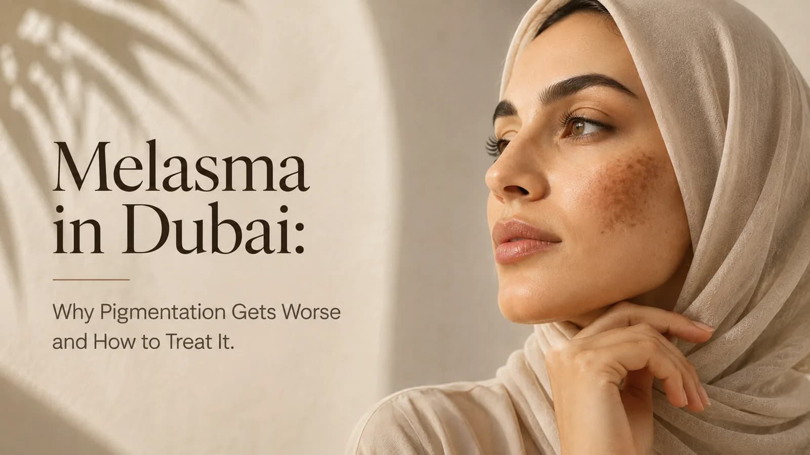 Article cover for melasma in Dubai, showing melasma patches across a cheek
