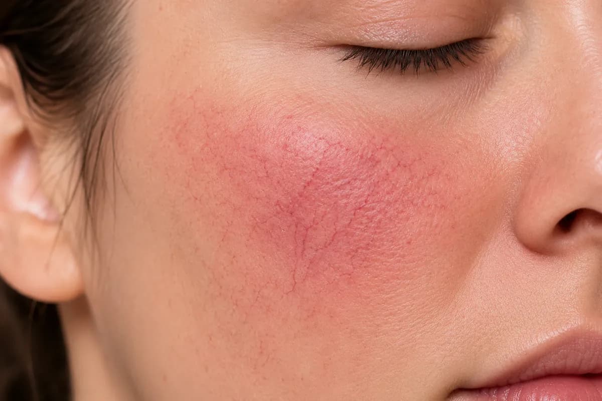 Facial redness across the cheek