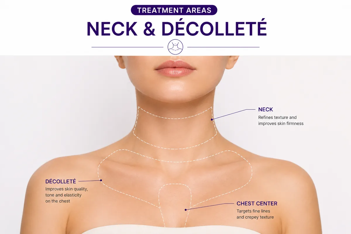 The neck and décolleté treatment areas