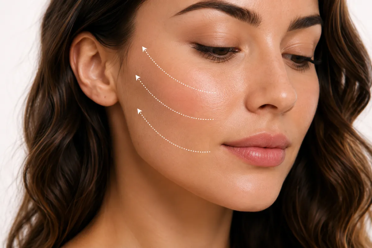 The cheek and mid-face area