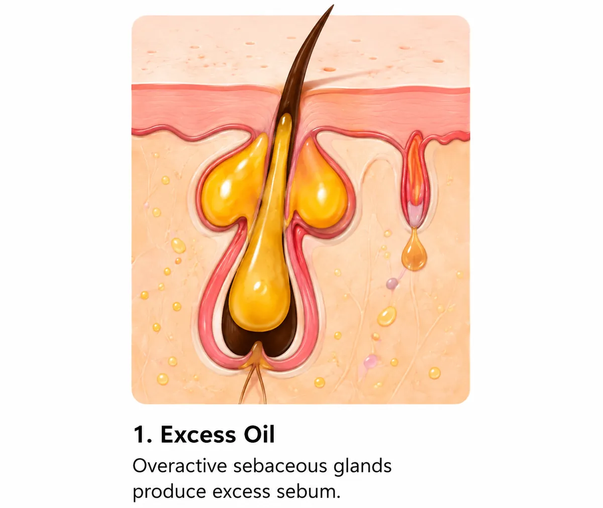 A follicle with overactive sebaceous glands