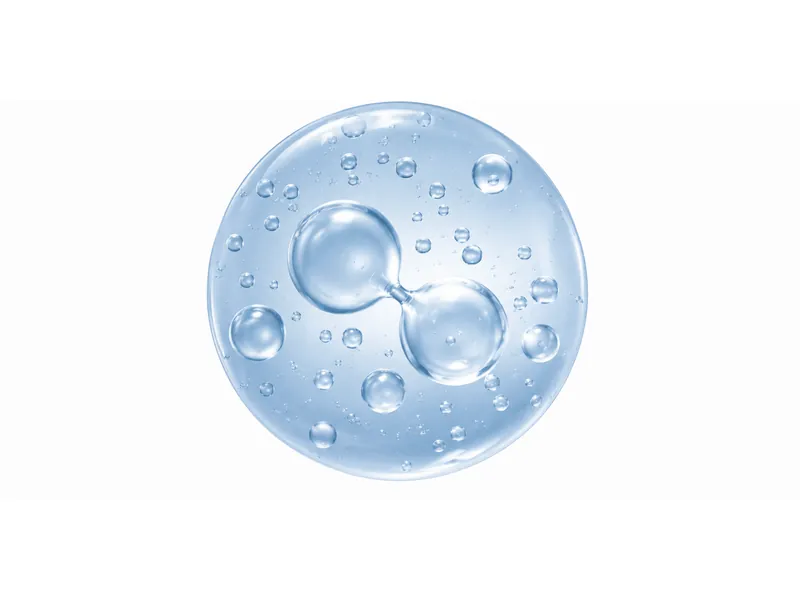 An oxygen molecule suspended in a droplet