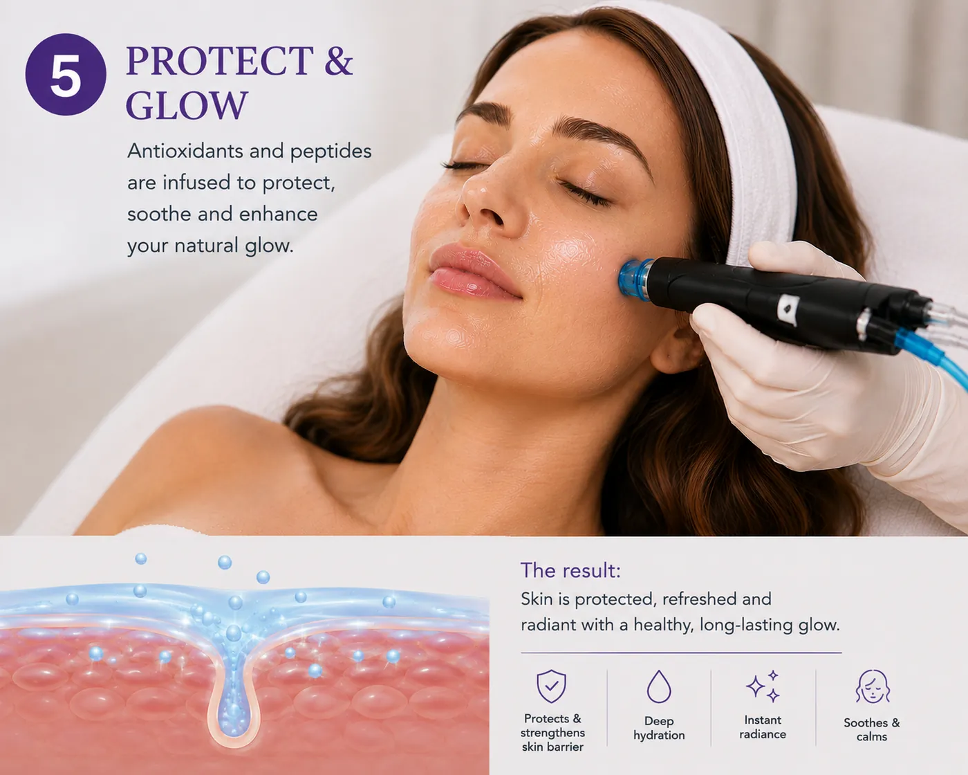 Step five, antioxidants and peptides applied to finish the treatment