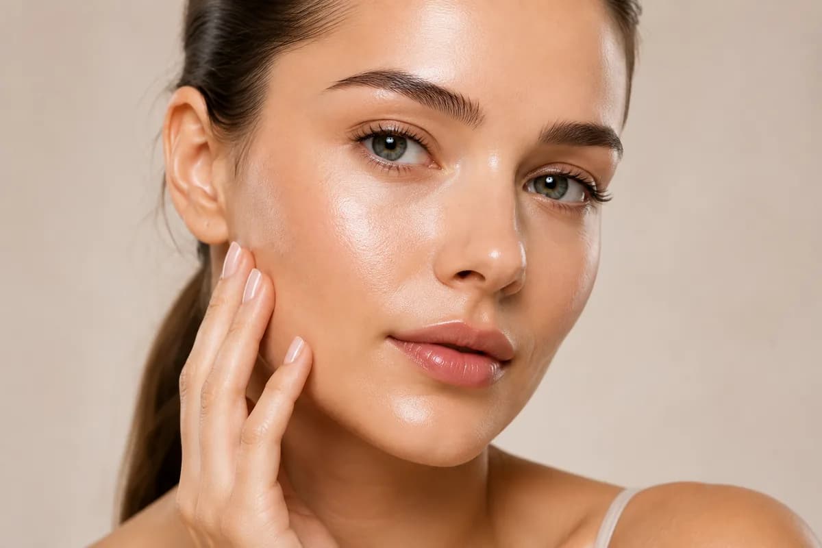 A face with even, hydrated skin