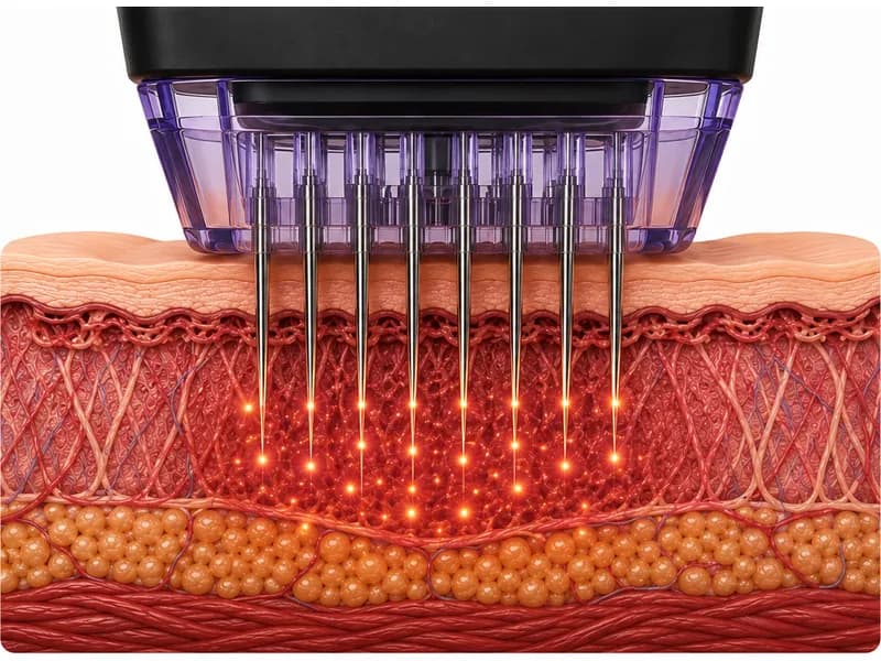 Cross section of skin showing collagen and elastin stimulated during tissue remodelling