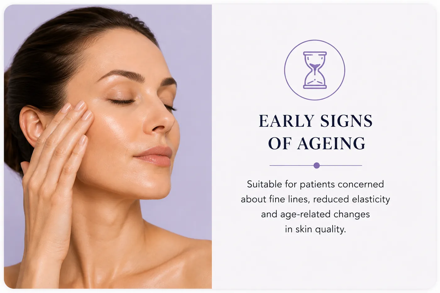 Her early signs of ageing card, with her icon, title and caption