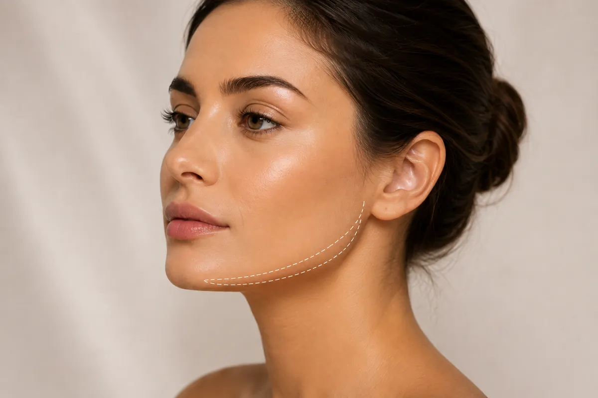 The lower face and jawline